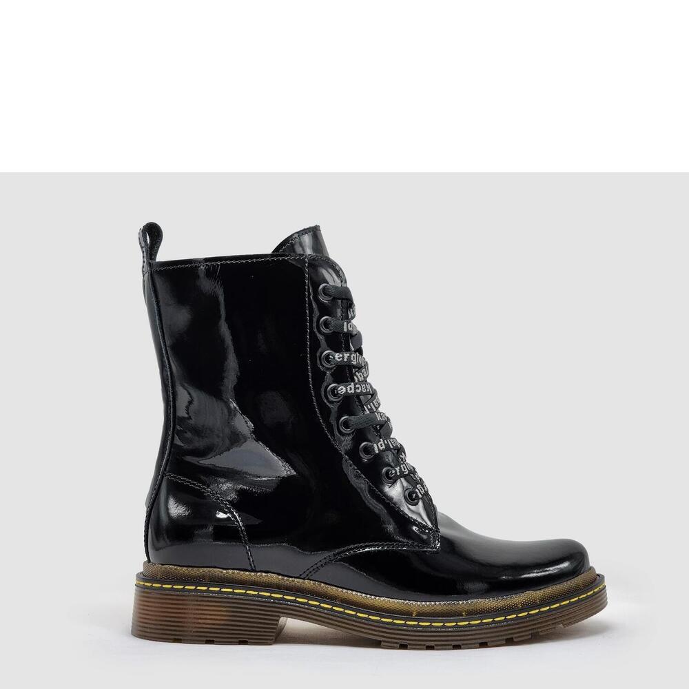 NEW KCR GROUP women's premium mid patent leather boots in black